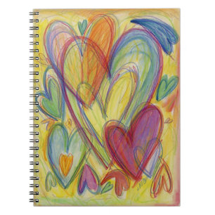 Rainbow Hearts Love Art Notebook Journal