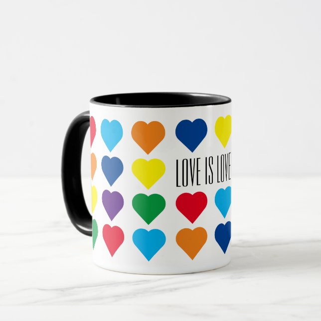 Rainbow Hearts "Love is love!" Mug (Front Left)