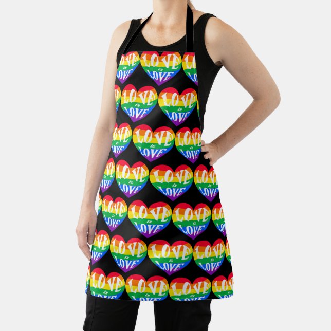 Rainbow Hearts Love Is Love Pride Apron (Insitu)