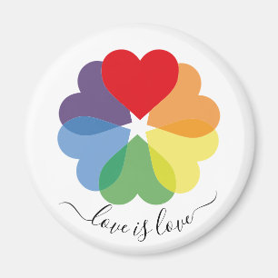 Rainbow Hearts Love Is Love Pride  Magnet