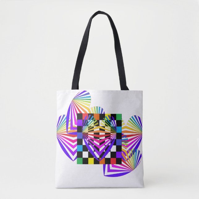 Rainbow Hearts Love Summer Colourful Totes (Front)