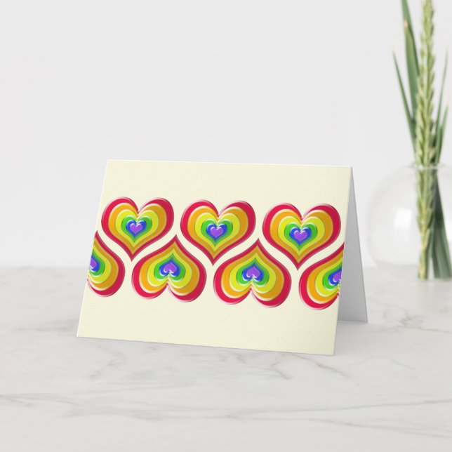 Rainbow Hearts Love Wins Valentine's Holiday Card (Front)