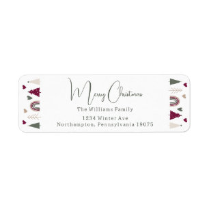 Rainbow & Hearts Merry Christmas Return Address Label