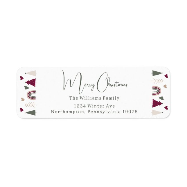 Rainbow & Hearts Merry Christmas Return Address Label (Front)