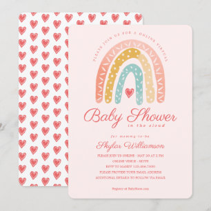 Rainbow & Hearts Online Virtual Girl Baby Shower Invitation
