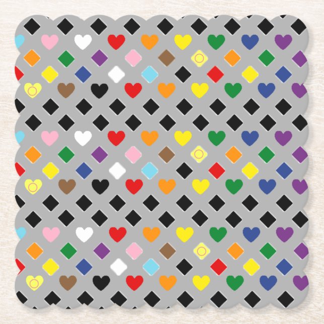 Rainbow Hearts Paper Coaster (Front)