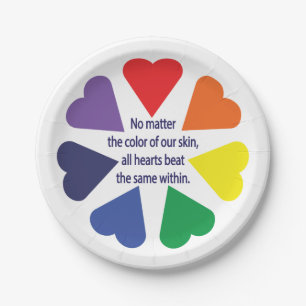 Rainbow Hearts Paper Plate