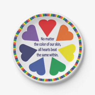 Rainbow Hearts Paper Plate