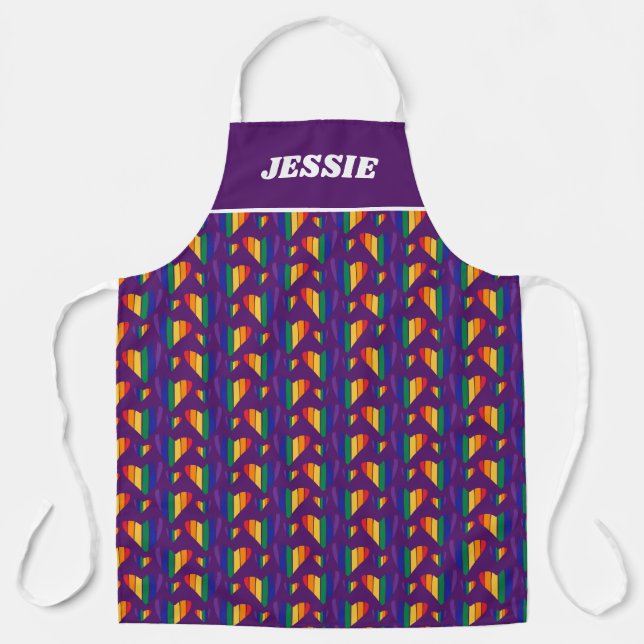 Rainbow Hearts Pattern Apron (Front)