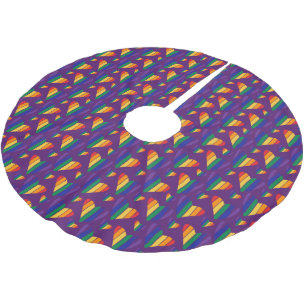 Rainbow Hearts Pattern Brushed Polyester Tree Skirt