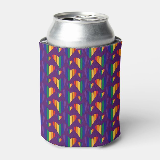 Rainbow Hearts Pattern Can Cooler (Can Front)