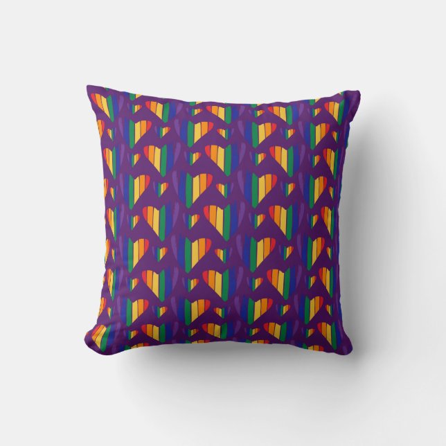 Rainbow Hearts Pattern Cushion (Front)