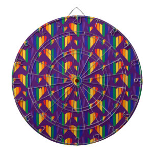 Rainbow Hearts Pattern Dartboard