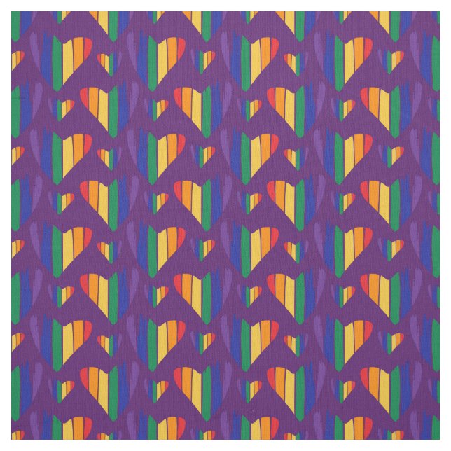 Rainbow Hearts Pattern Fabric (Swatch)