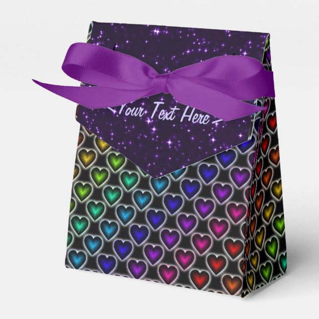 Rainbow Hearts Pattern Favour Box (Front Side)