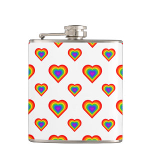 Rainbow Hearts Pattern Hip Flask