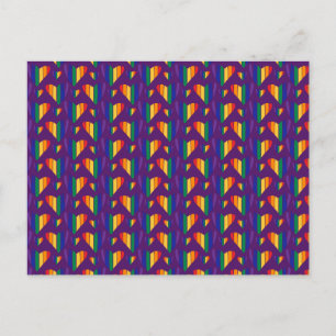Rainbow Hearts Pattern Holiday Postcard