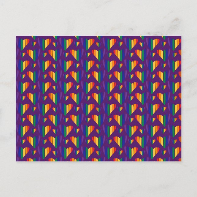 Rainbow Hearts Pattern Holiday Postcard (Front)