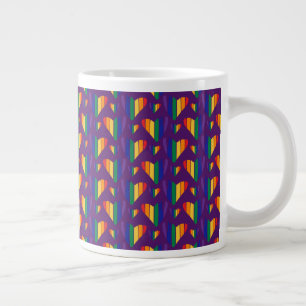 Rainbow Hearts Pattern Large Coffee Mug