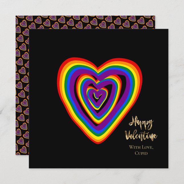 Rainbow Hearts Pattern LGBTQ Valentine's Day (Front/Back)