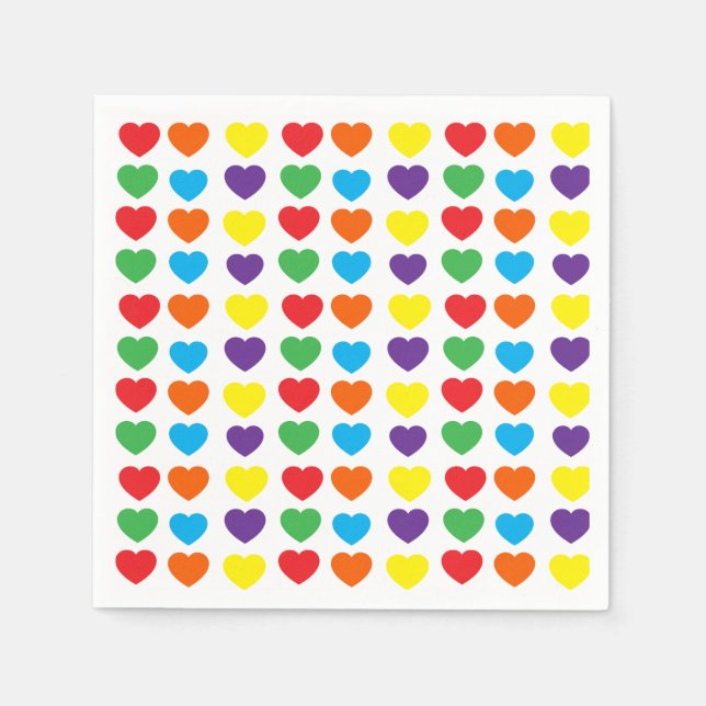 Rainbow Hearts Pattern Napkin (Front)