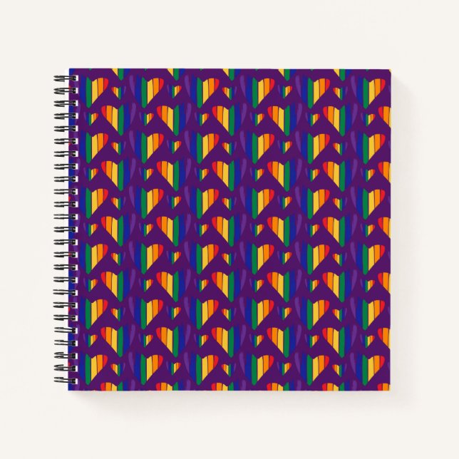 Rainbow Hearts Pattern Notebook (Front)