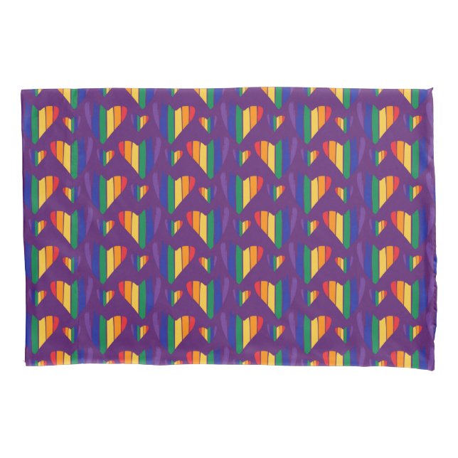 Rainbow Hearts Pattern Pillowcase (Front-Left)