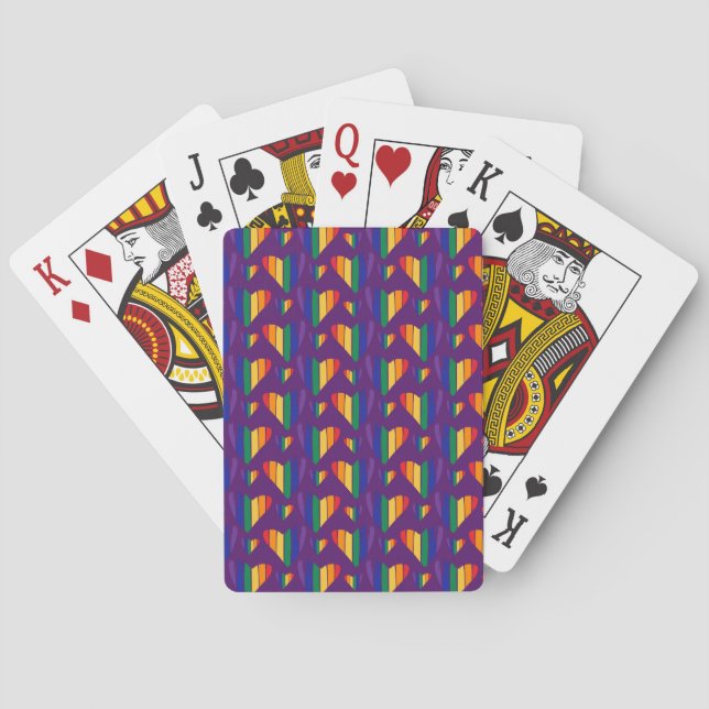 Rainbow Hearts Pattern Playing Cards (Back)