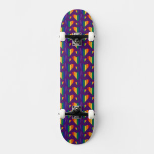 Rainbow Hearts Pattern Skateboard