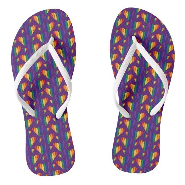Rainbow Hearts Pattern Thongs (Footbed)