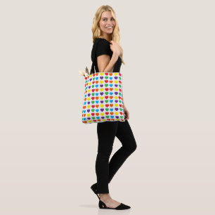 Rainbow Hearts Pattern Tote Bag
