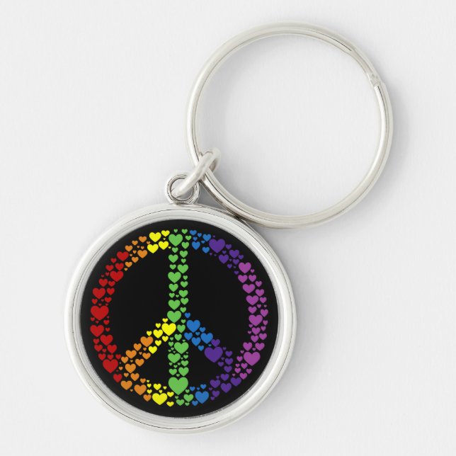 Rainbow Hearts Peace Sign Keychain (Front)