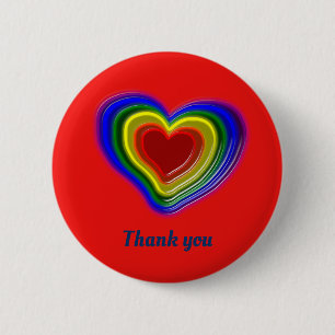 rainbow hearts,personalised 6 cm round badge