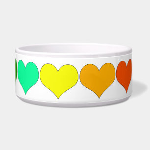 Rainbow Hearts Pet Bowl