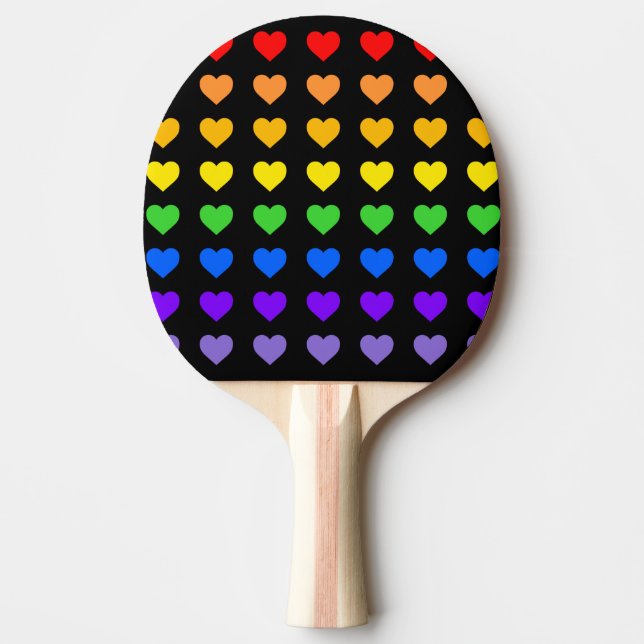 Rainbow Hearts  Ping Pong Paddle (Front)