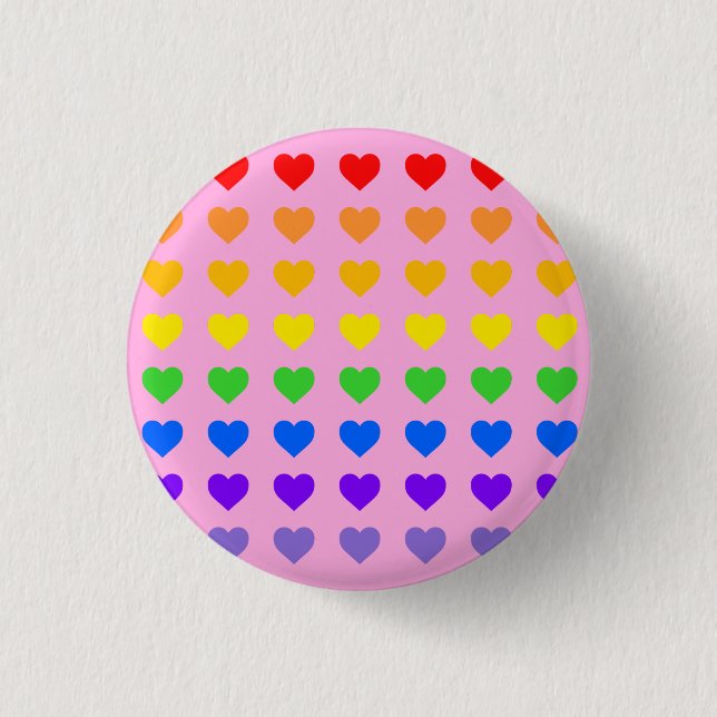 Rainbow Hearts Pink Background 3 Cm Round Badge (Front)
