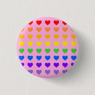 Rainbow Hearts Pink Background 3 Cm Round Badge