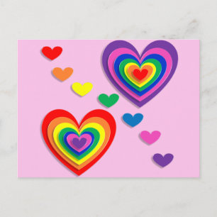 Rainbow hearts postcard