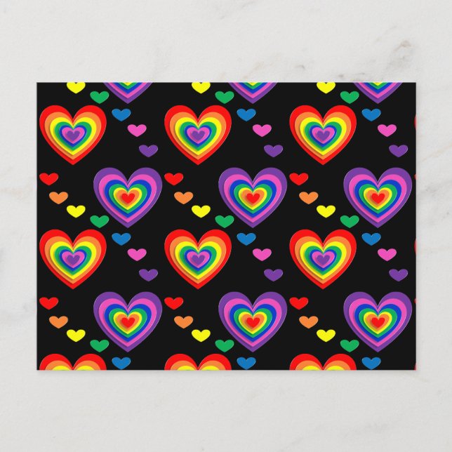 Rainbow hearts postcard (Front)