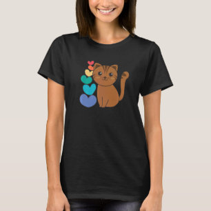 Rainbow Hearts Pride Lgbtq Cute Animals Cat 2 T-Shirt