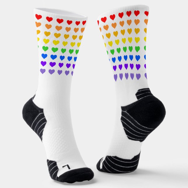 Rainbow Hearts Pride Socks (Angled)