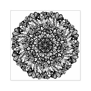 Rainbow Hearts Retro Mandala                       Rubber Stamp