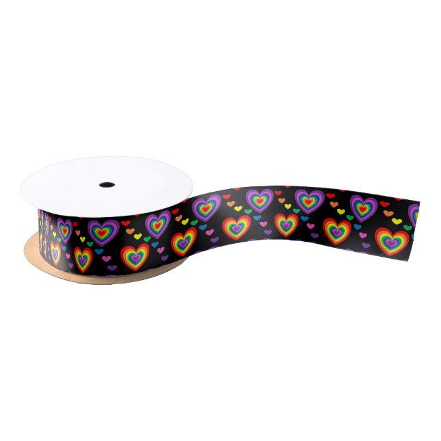 Rainbow hearts ribbon satin ribbon (Spool)
