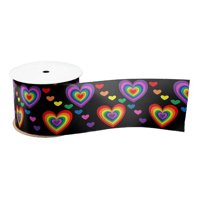 Rainbow hearts ribbon satin ribbon (Spool)