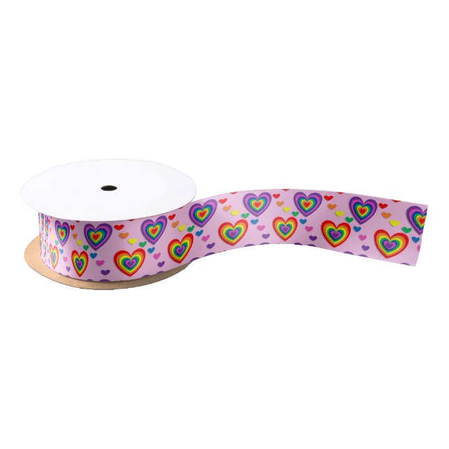 Rainbow hearts ribbon satin ribbon (Spool)