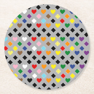 Rainbow Hearts Round Paper Coaster