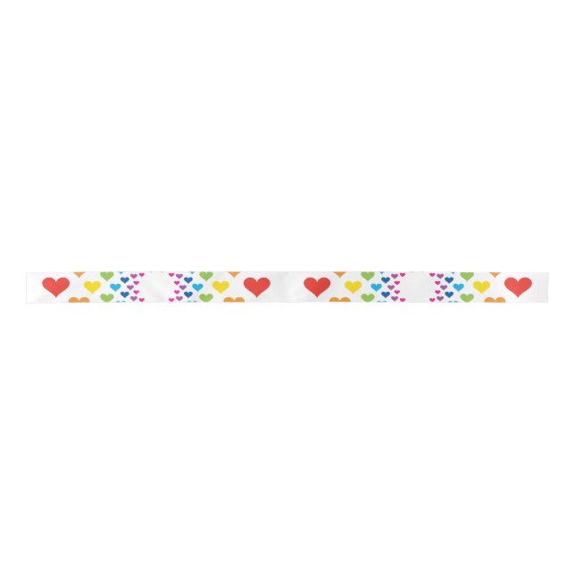 Rainbow Hearts  Satin Ribbon (Front)