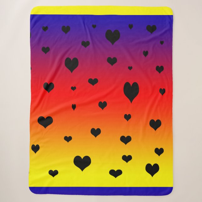 Rainbow Hearts,  Sherpa Blanket (Front)