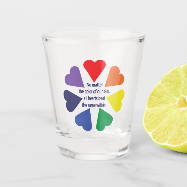 Rainbow Hearts Shot Glass (Front)