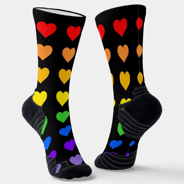 Rainbow Hearts  Socks (Angled)